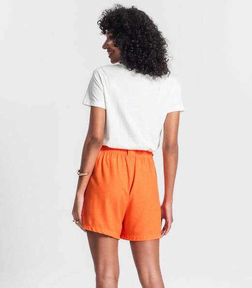 Shorts Feminino Em Linho Rovitex Laranja