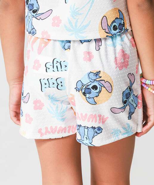 Short Saia Infantil Textura Stitch Tam 4 a 10 Off White