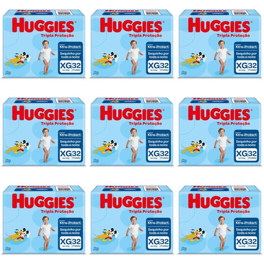Image_Kit 9 Fraldas Huggies Tripla Proteção Tamanho XG c/32 Unidades cada