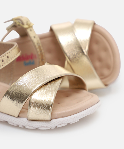Sandália Infantil Tiras Metalizada Molekinha Dourado