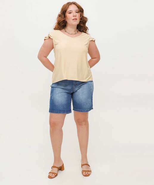 Blusa Plus Size Feminina Lurex Babados Marisa
