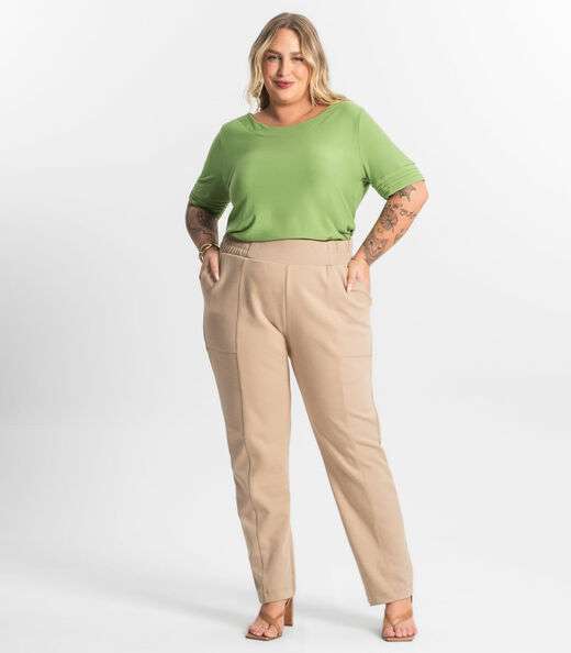 Calça Plus Size Secret Glam Marrom