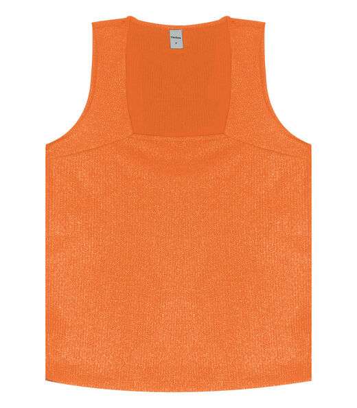 Regata Feminina Em Ribana Canelada Lurex Rovitex Laranja