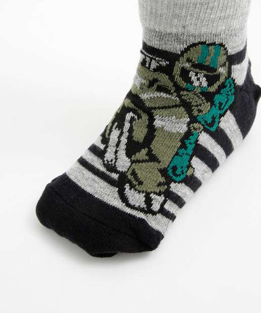 Kit 3 Pares Meias Infantil Cano Curto Estampadas