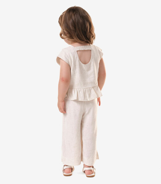 Conjunto Feminino Blusa Com Pantacourt Trick Nick Bege