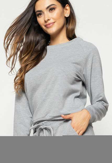 Conjunto  Comfy Com Casaco Gola Canoa e Jogger Moletinho Mescla Salvatore Fashio