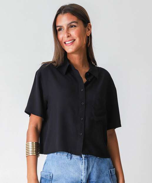 Image_Camisa Cropped Feminina Lisa Manga Curta Marisa Preto