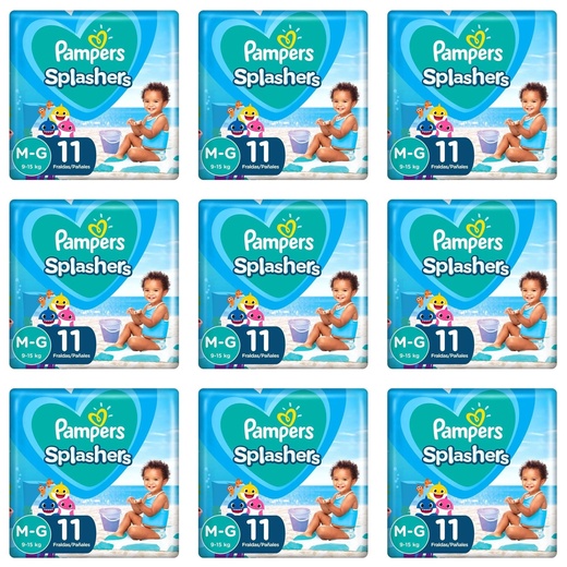 Image_Kit 9 Fraldas Pampers Splashers M/G c/11 Unidades cada