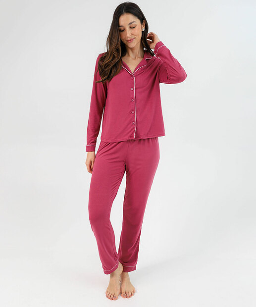 Image_Pijama Feminino Americano Longo com Botões Marisa Rosa