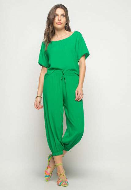 Calça Jogger Viscolinho Verde Salvatore Fashion