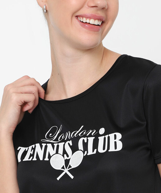 Blusa Feminina Fitness Estampa Frontal Marisa Preto