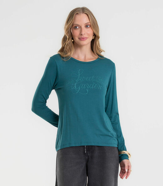 Blusa Feminina Manga Longa Em Viscotorcion Rovitex Verde