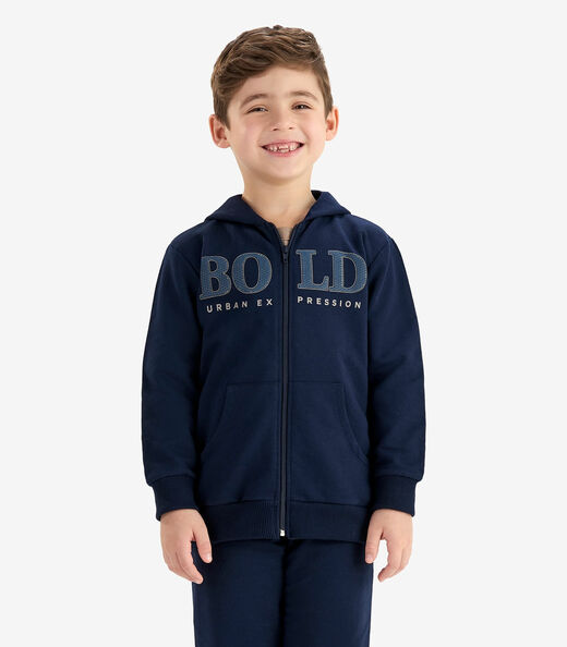 Conjunto Jaqueta Capuz e Calça Moletom Rovi Kids Azul