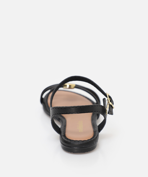 Sandália Infantil Tiras Pingente Molekinha Preto