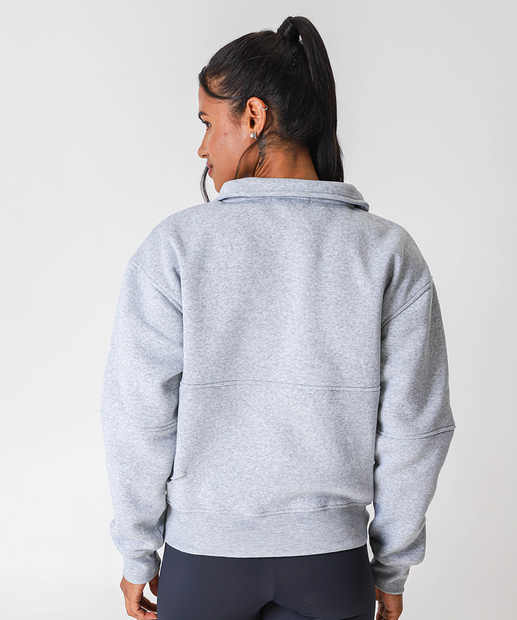 Blusão Feminino Fitness Moletom Mescla Marisa Cinza