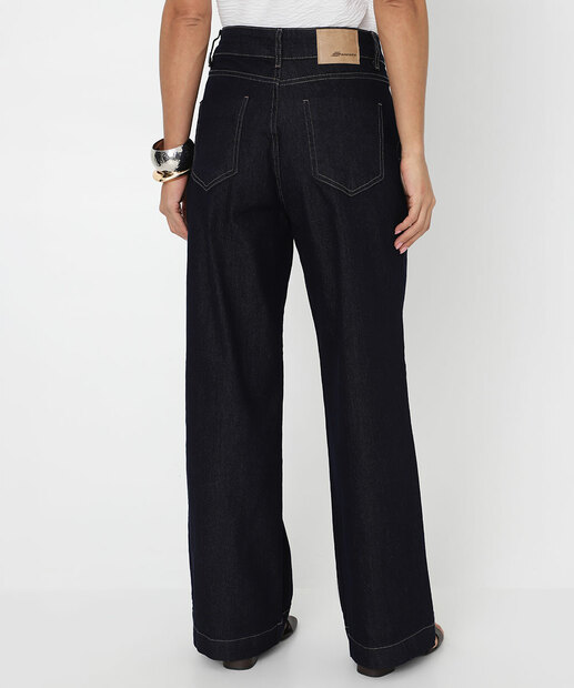 Calça Feminina Jeans Wide Leg Petit Sawary Preto