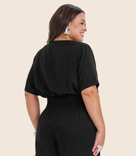 Blusa Manga Curta Feminina Plus Size Secret Glam Preto