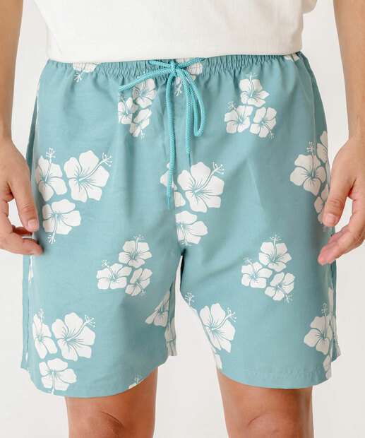 Bermuda Masculina Surf Floral Marisa Verde