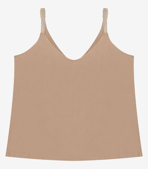 Blusa de Alça Feminina Plus Size Secret Glam Marrom