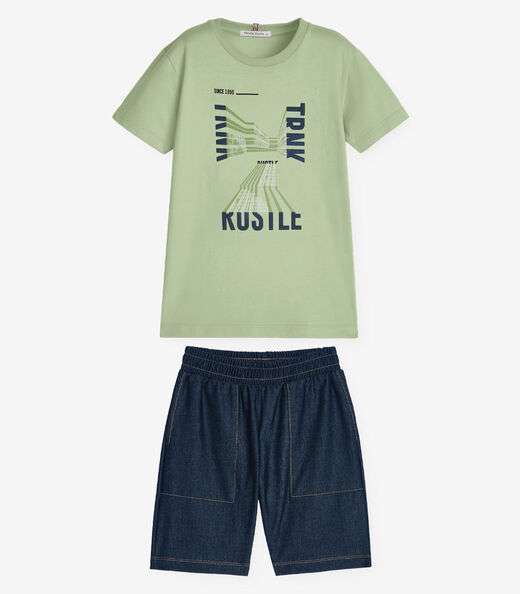 Image_Conjunto Camiseta com Bermuda Menino Trick Nick Verde