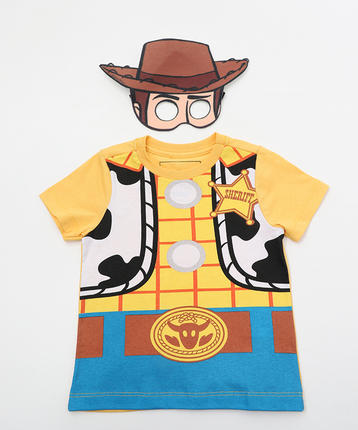 Image_Camiseta Infantil Toy Story Woody Máscara Tam 1 a 3 Amarelo