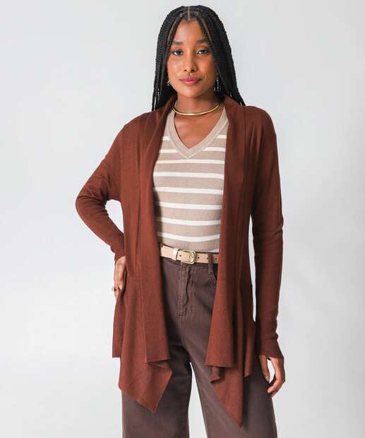 Image_Cardigan Feminino Assimétrico Alongado Marisa Marrom