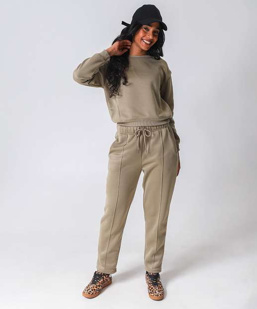 Blusão Feminino Moletom Detalhe Ombro Marisa Verde