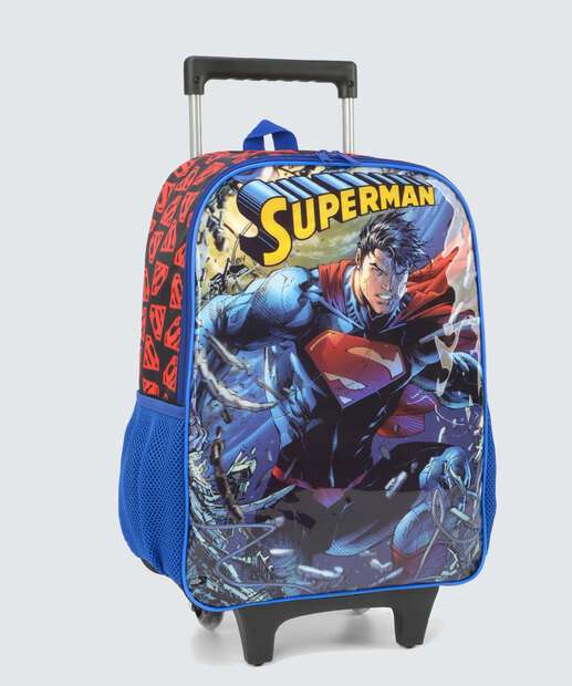 Mochila Mala Com Rodas Infantil Super Homem Luxcel