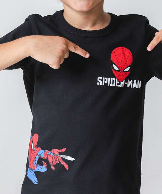 Camiseta Infantil Homem Aranha Marvel Tam 4 a 10 Preta