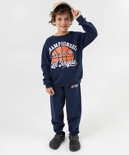 Image_Calça Infantil Jogger Moletom Esporte Marisa Tam 4 a 10 Azul