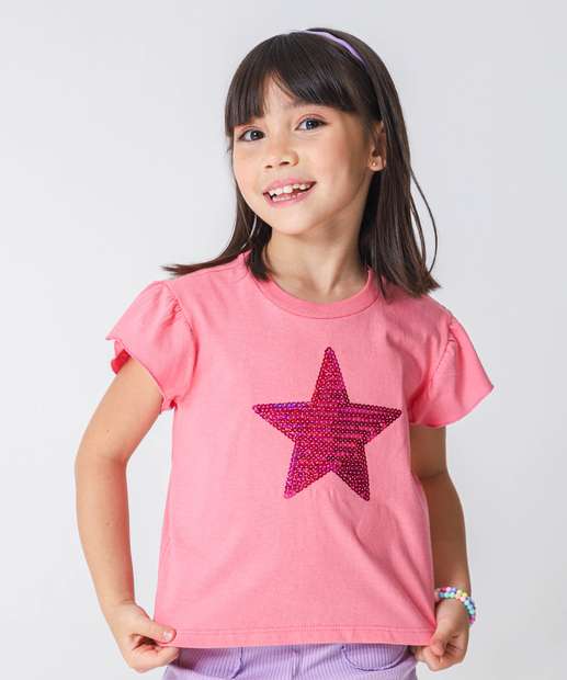 Image_Blusa Infantil Babado Paetê Brinde Marisa Tam 4 a 10 Rosa