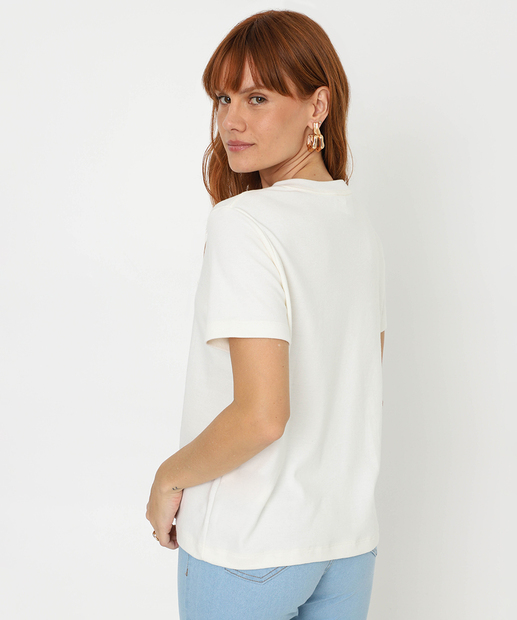 Blusa Feminina Suedine Manga Curta Marisa Off White
