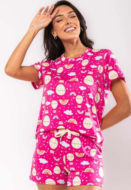 Image_Pijama Short e Blusa M/C Malha Pink Salvatore Fashion