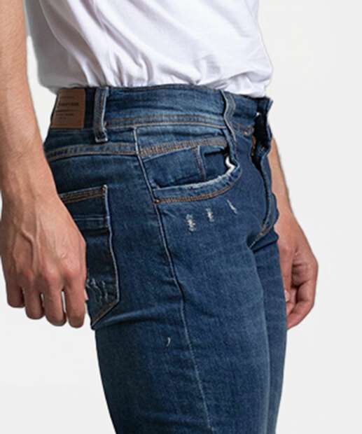 Calça Masculina Jeans Destroyed Skinny Bolso Sawary