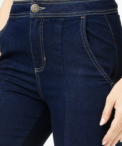 Calça Jeans Cigarrete Feminina Bolsos Marisa