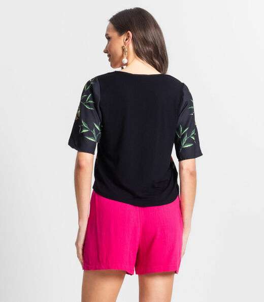 Blusa De Poly Light Feminina Estampada Endless Preto