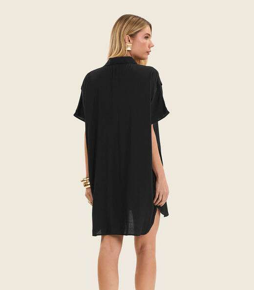 Vestido Chemise Feminino Com Gola Endless Preto