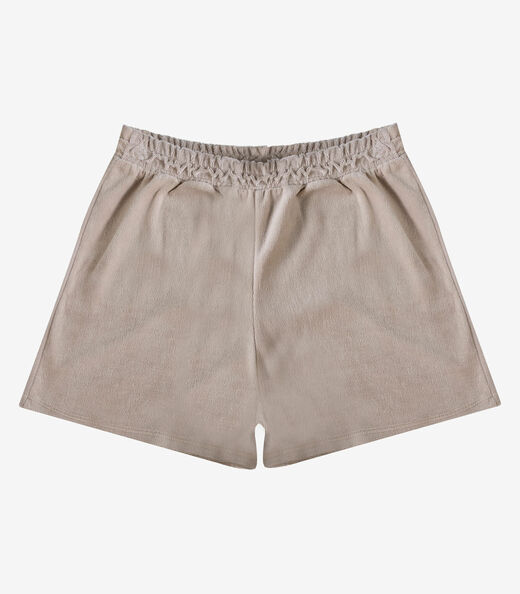 Shorts Feminino Em Plush Infinita Cor Bege