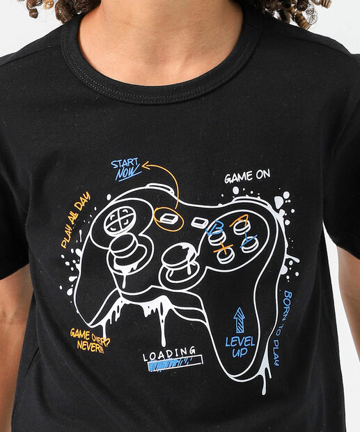 Camiseta Infantil Game Marisa Tam 4 a 10 Preto