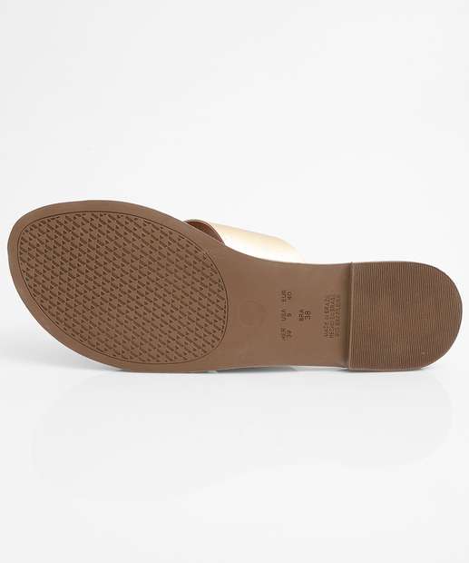 Rasteirinha Feminina Fivela Metalizada Via Uno Dourado