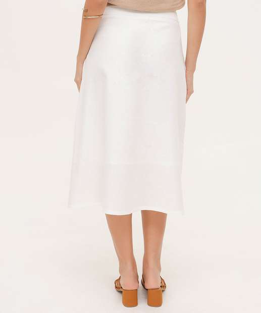 Saia Midi Feminina Cintura Alta Fenda Marisa 