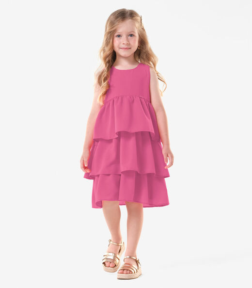 Image_Vestido Infantil Chiffon Babados Trick Nick Rosa