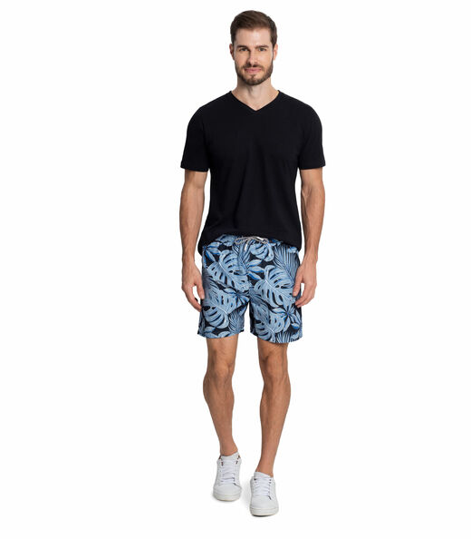 Bermuda Masculina Folhagem Tactel Diametro Azul