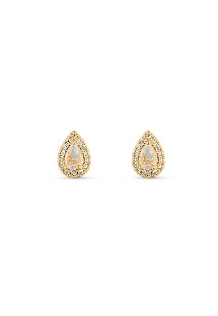 Dupla de Brincos Semijoia Gota Cristal com Zircônias  Banhadas a ouro 18k