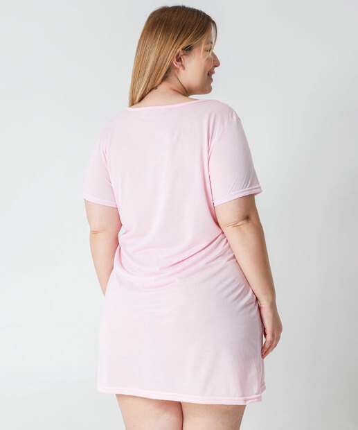 Camisola Plus Size Estampa Frase Marisa Rosa