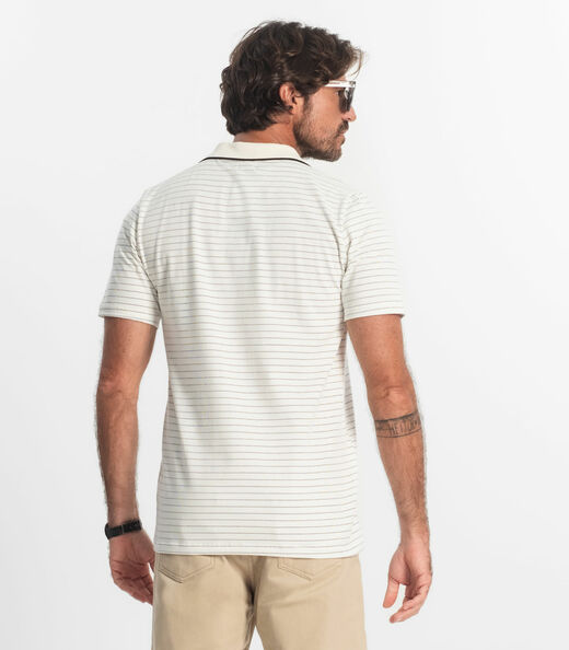 Polo Masculina Cotton Listrado Diametro Bege