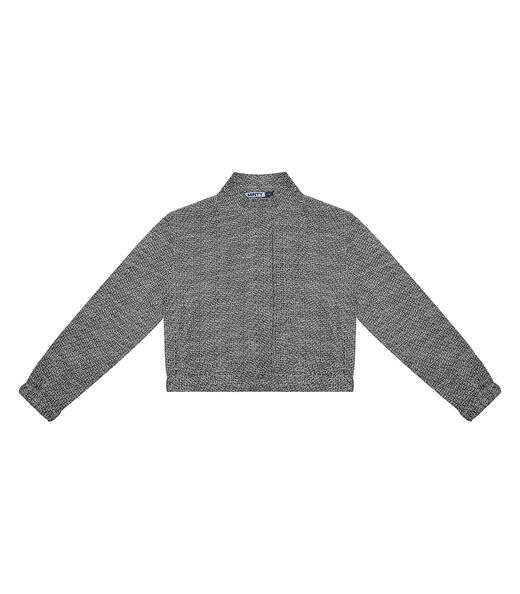 Jaqueta Juvenil Em Tweed Minty Preto