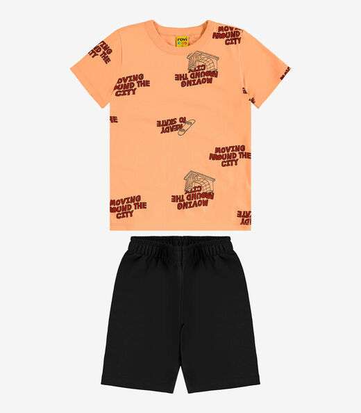 Conjunto Infantil Camiseta Com Bermuda Rovi kids Laranja