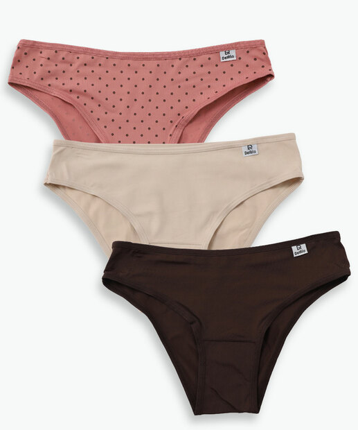 Image_Kit 3 Calcinhas Tanga Estampa Poá DelRio Bege