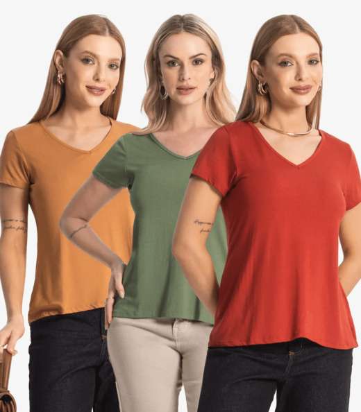 Image_Kit 3 Blusas Femininas Básicas Select Sortidas
